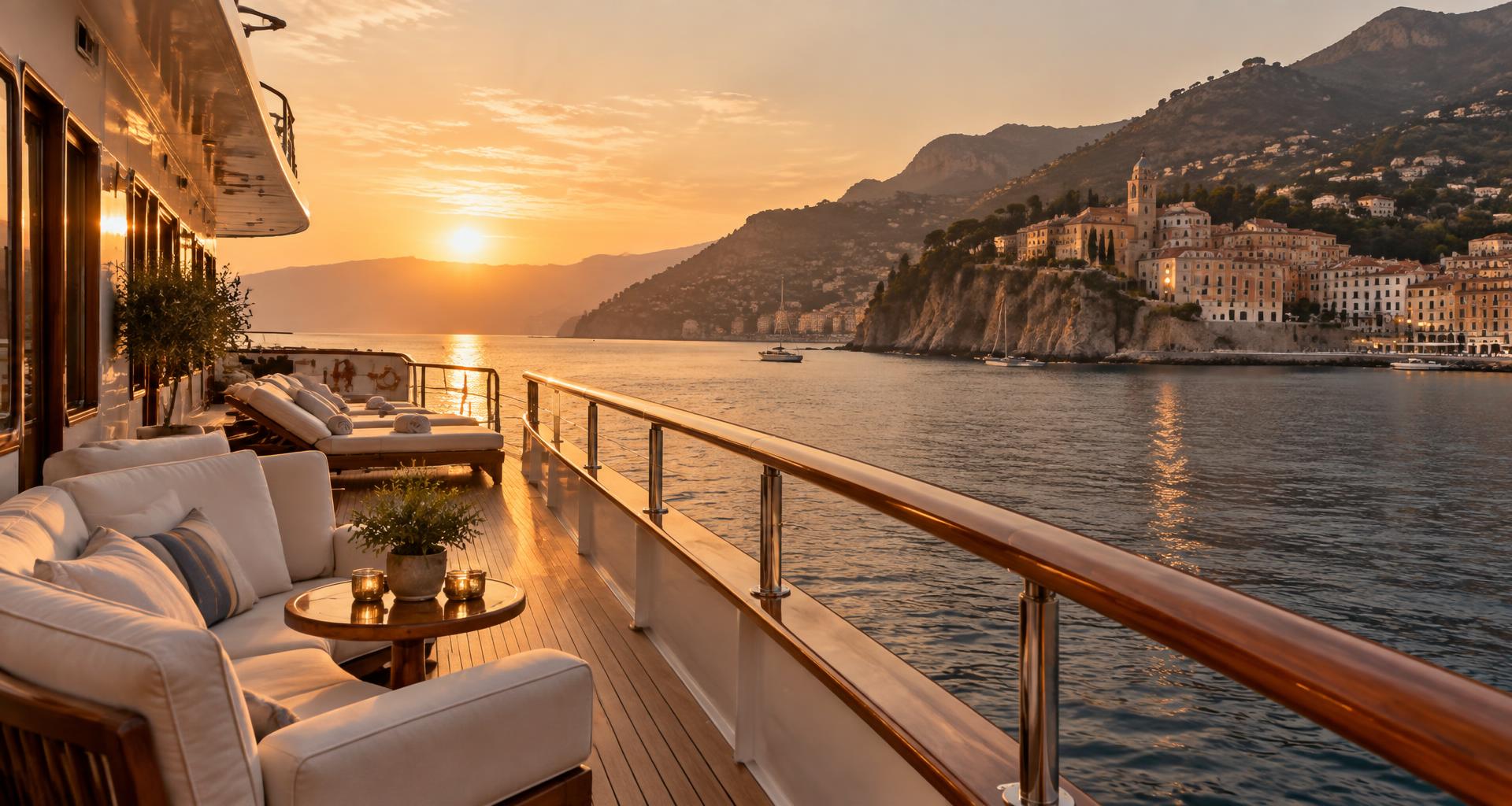 Amalfi Coast seen from a ship's deck